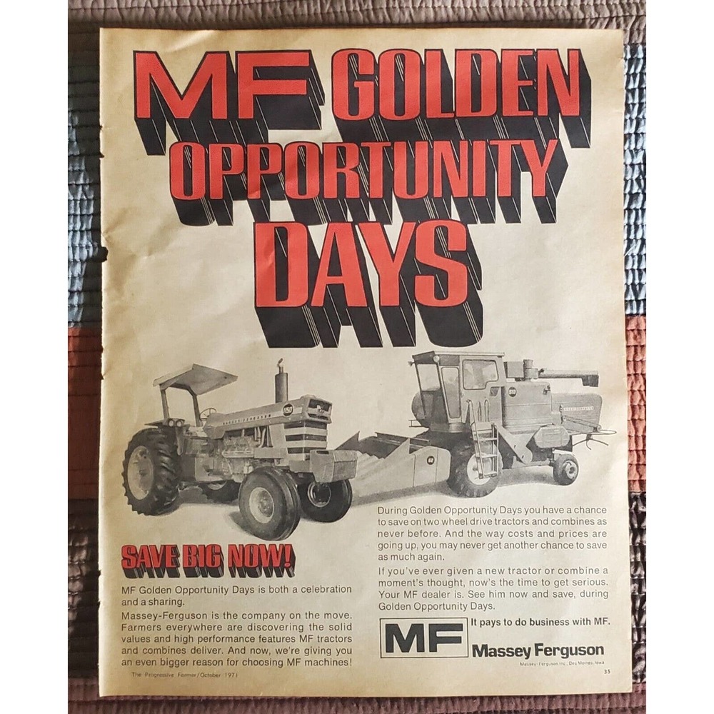 1971 Massey Ferguson Golden Opportunity Days Magazine Ad
